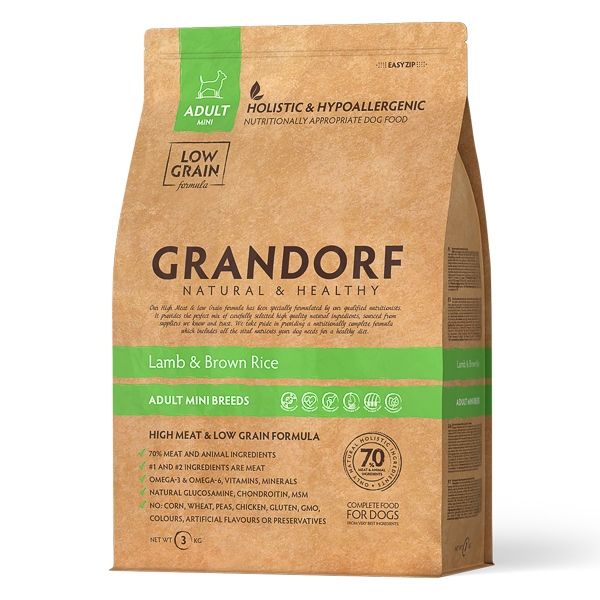 Grandorf Dog, Lamb & Brown Rice, Adult Mini Breed, 3 kg