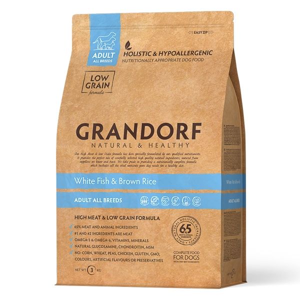 Grandorf Dog, White Fish & Brown Rice, Adult All Breeds, 3 kg