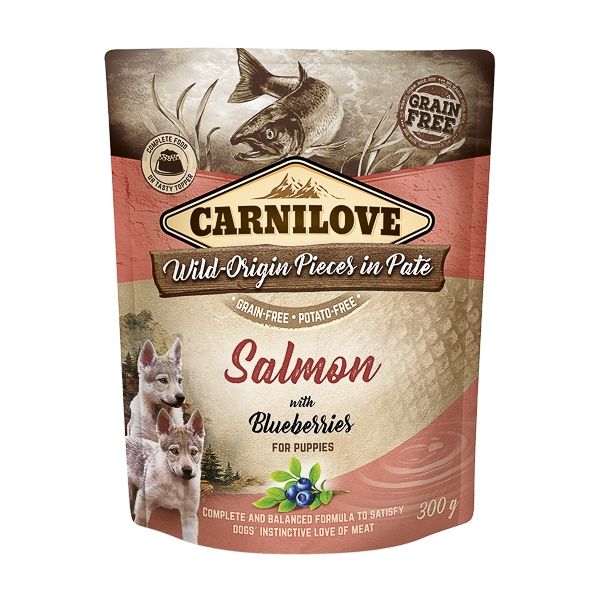 Carnilove Dog Pouch Paté Salmon with Blueberries for Puppies, 300 g 300