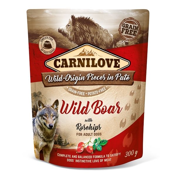 Carnilove Dog Pouch Paté Wild Boar with Rosehips, 300 g 300