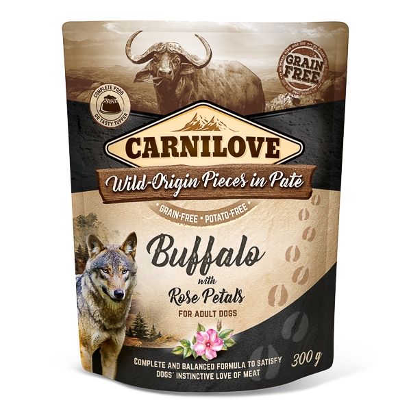Carnilove Dog Pouch Paté Buffalo with Rose Petals, 300 g (pate) imagine 2022