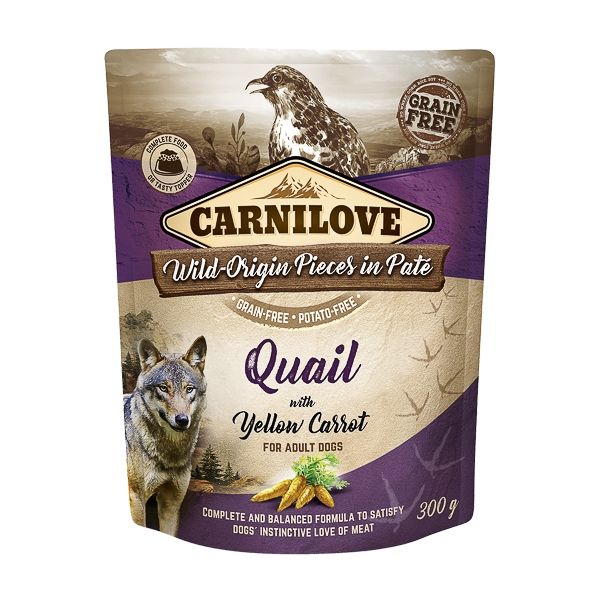 Carnilove Dog Pouch Paté Quail with Yellow Carrot, 300 g 300