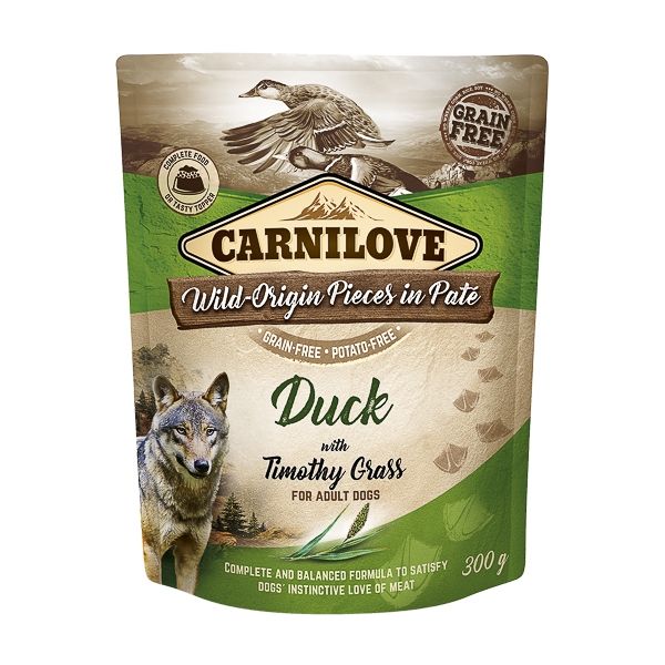 Carnilove Dog Pouch Paté Duck with Timothy Grass, 300 g (pate) imagine 2022