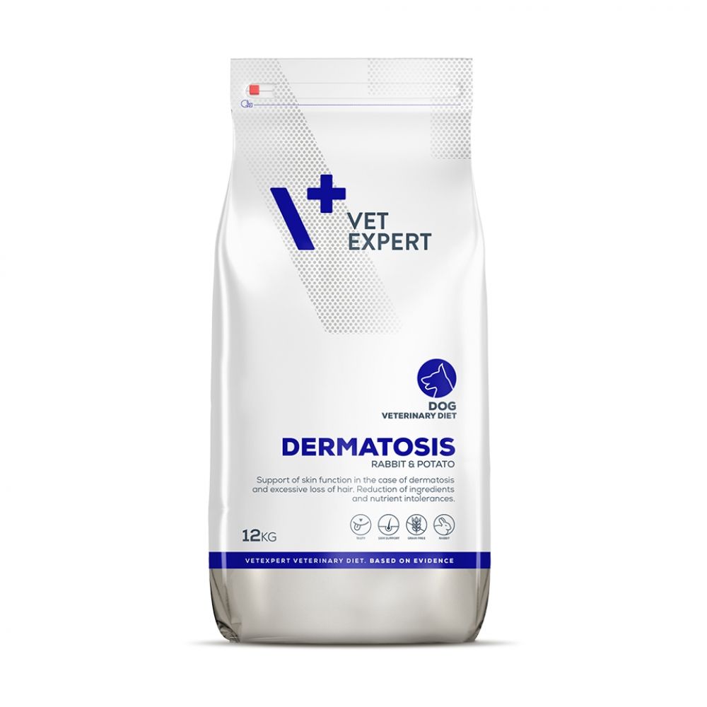 4T Dieta Veterinara Dermatosis Dog, Vetexpert, Iepure & Cartofi, 12 Kg