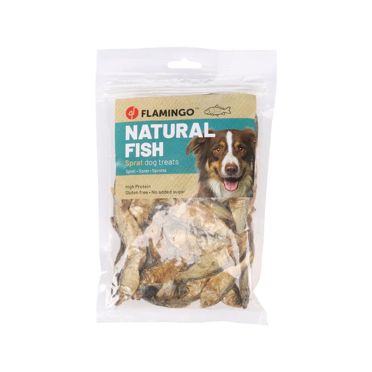 Recompense Caini, Snack cu Peste Natural Sprot, Flamingo, 100 g