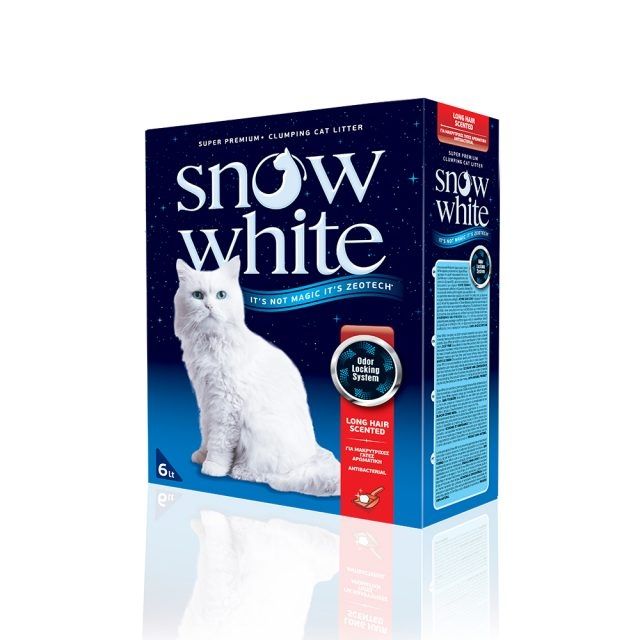 Nisip litieră Snow White, Long Hair Parfumat, 12L, pentru pisicile cu blana lunga 12L