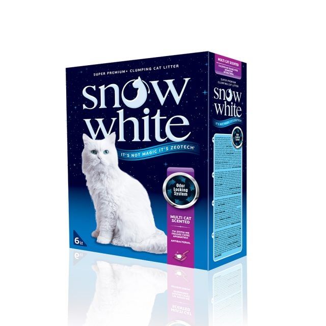 Nisip litieră Snow White, Multi Cat Parfumat, 12L, pentru casele cu mai multe pisici 12L imagine 2022