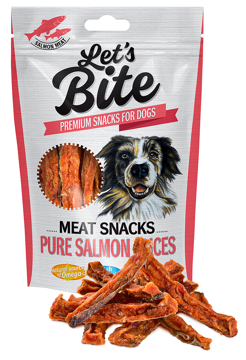 Brit Let’s Bite Meat Snacks Pure Salmon Slices, 80 g Bite imagine 2022
