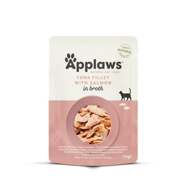 Applaws Tuna Fillet with Salmon in Broth, plic, 70 g