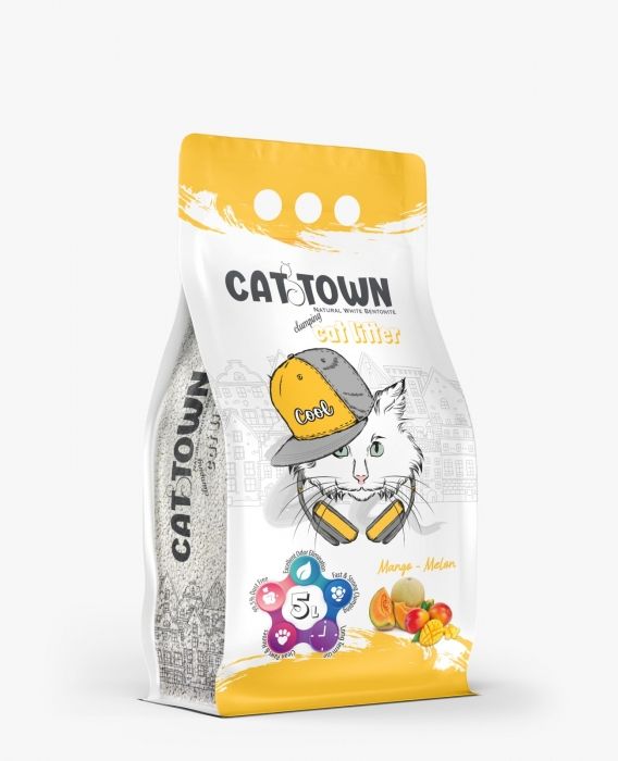 Asternut Igienic Cat Town Mango si Pepene Galben pentru Pisici, 5 L