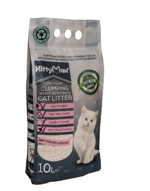 Asternut Igienic Premium KittyMax Baby Powder pentru Pisici, 10 L