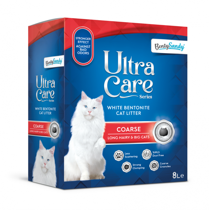 Asternut Igienic Ultra Care Coarse Pisici Par lung si Pisici Mari, 8 L