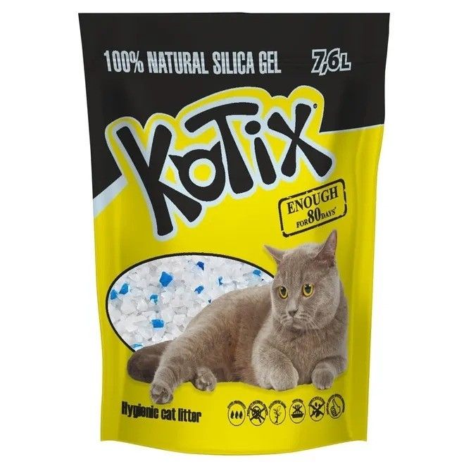 Asternut igienic pentru pisici, silicat, Kotix Normal, 7.6 L/ 3 kg