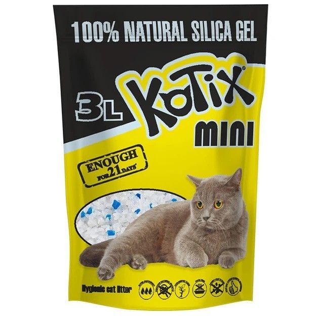 Asternut igienic pentru pisici, silicat, Kotix Normal, 3 L/ 1.2 kg