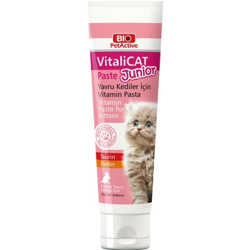 Pasta cu vitamine pentru puii de pisica, Bio PetActive Vitali Cat Junior Paste, 100 ml 100 imagine 2022