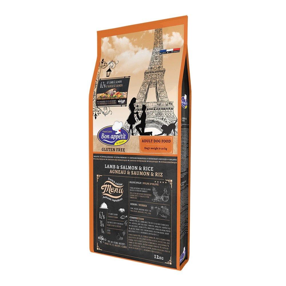 Bon Appetit ADULT, Hrana Hipoalergenica Fara Gluten Caini, Miel, Somon Si Orez, 12 Kg