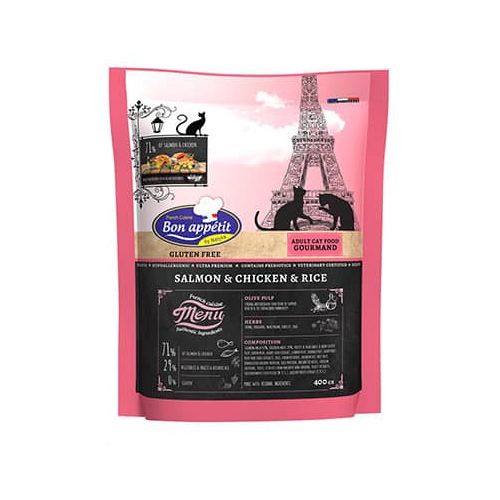 Bon Appetit GOURMAND, Hrana Hipoalergenica Fara Gluten Pisici, Somon, Pui Si Orez, 400 G