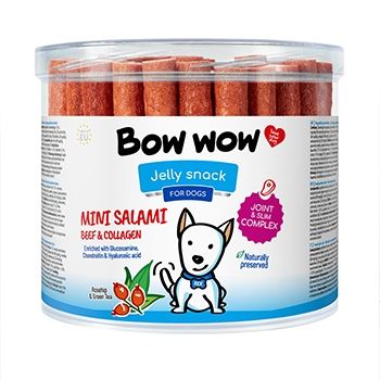 Bow Wow Recompense pentru Caini Mini Salam cu Vita si Colagen, 60 buc