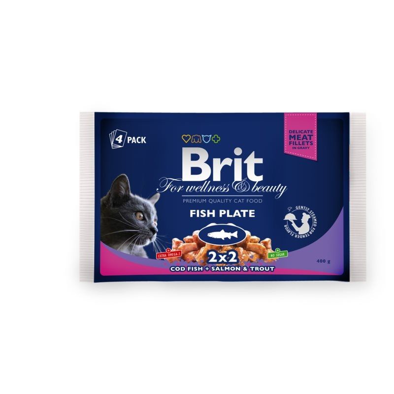 Brit Premium Cat Multipack Felii De Peste 4 Plicuri X 100 G