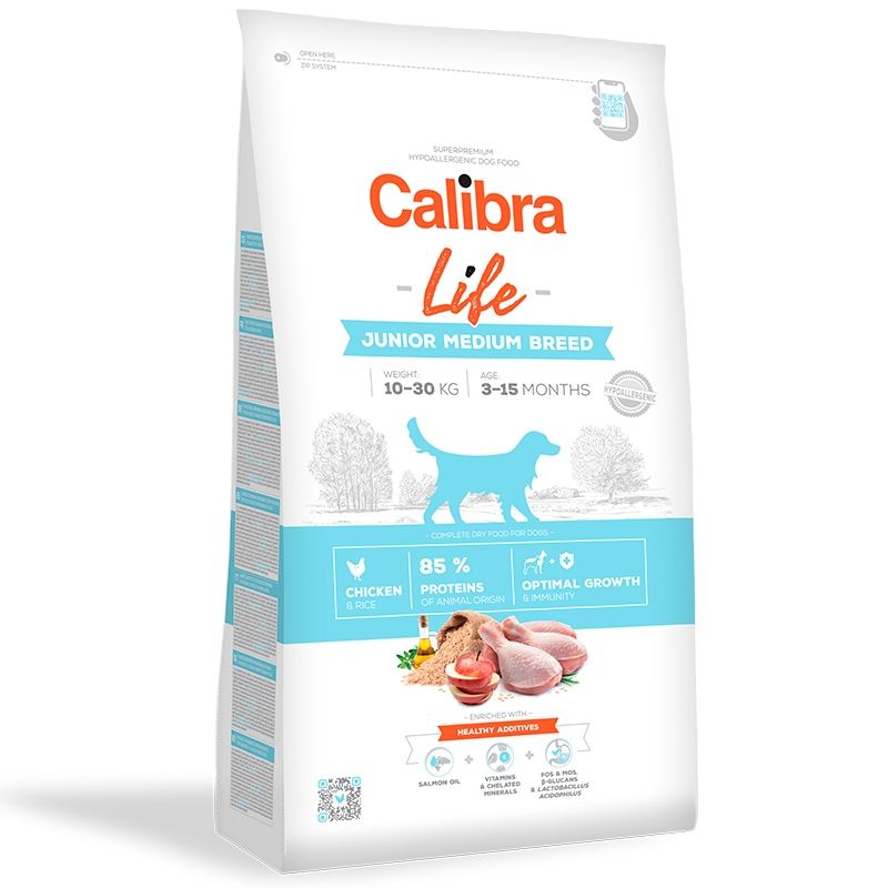Calibra Dog Life Junior Medium Breed Chicken, 12 kg Hrana Uscata Caini 2023-09-21