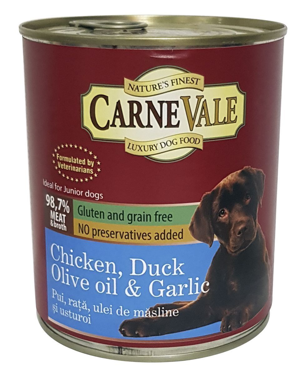 Hrana umeda caini, Carnevale Junior Pui, Rata, Usturoi & Ulei de Masline, 800 g