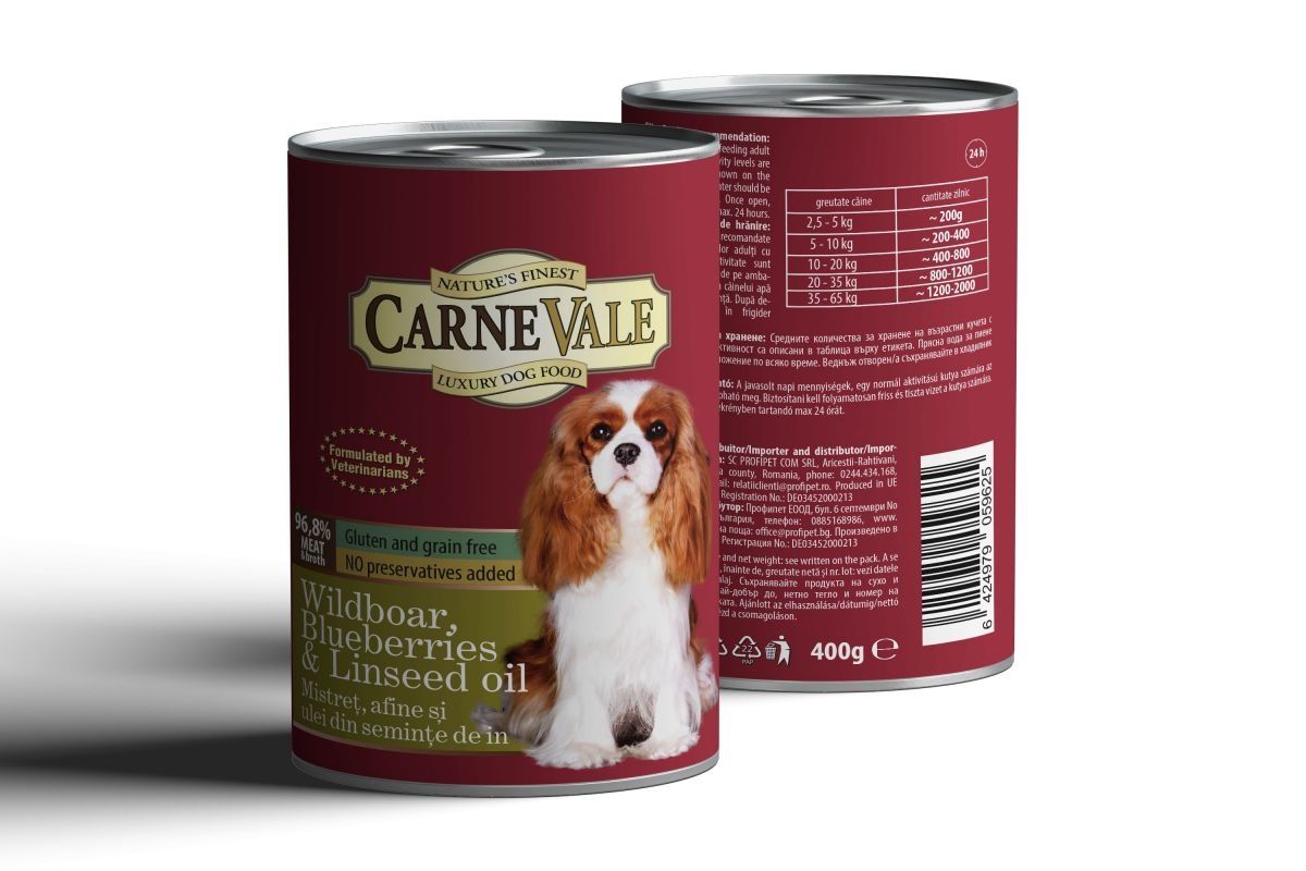 Hrana umeda caini, Carnevale Mistret, Afine & Ulei de In, 400 g