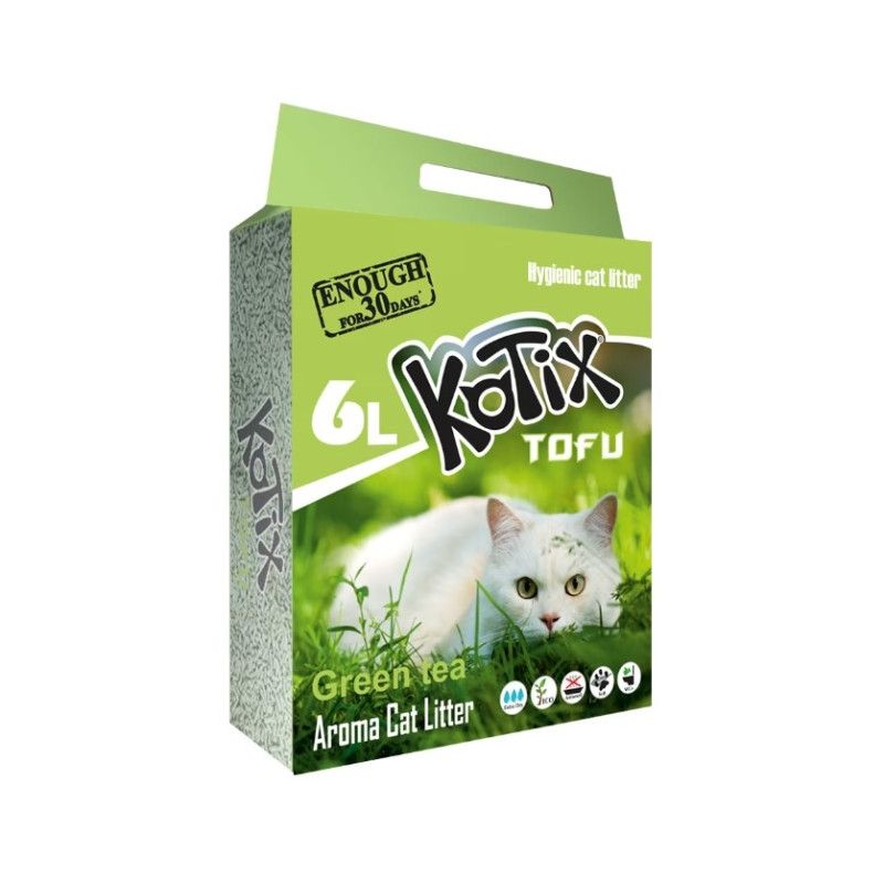 Asternut igienic Kotix, TOFU 6L Ceai Verde