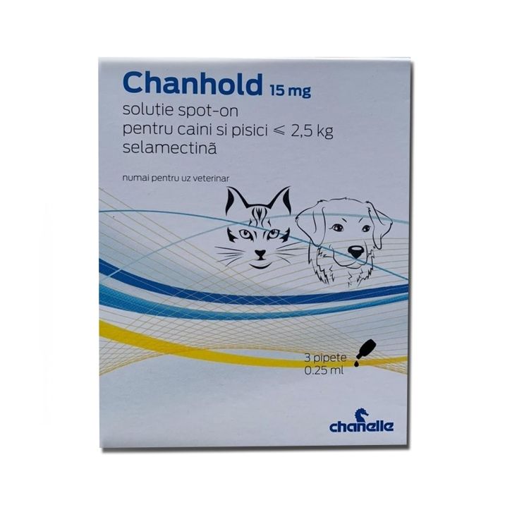 Pipete antiparazitare, Chanhold, 15 mg x 3, â‰¤ 2.5 kg