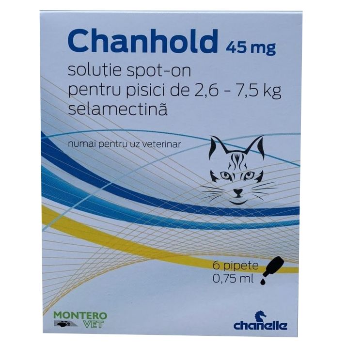 Pipete Antiparazitare, Chanhold Cat, 45 Mg X 6, 2.6 – 7.5 Kg