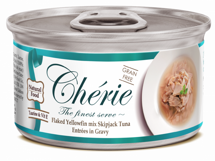 Cherie Adult Cat Grain Free Fulgi de Ton in Sos de Legume, 80 g