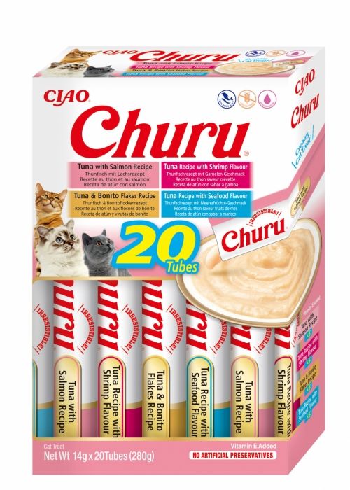 Churu Inaba Cat Varieties Recompense Cremoase cu Fructe de Mare, 14 g x 20 buc