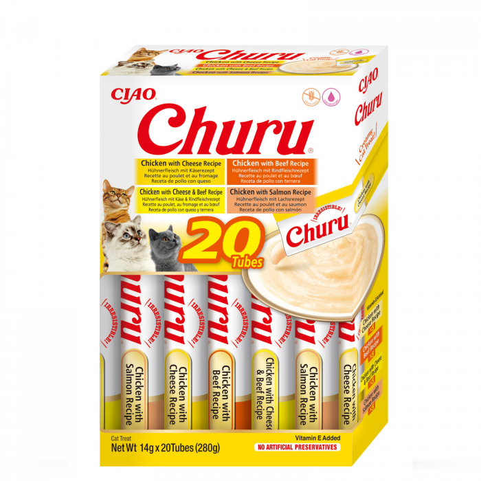 Churu Inaba Cat Varieties Recompense Cremoase cu Pui si Vita, 14 g x 20 buc