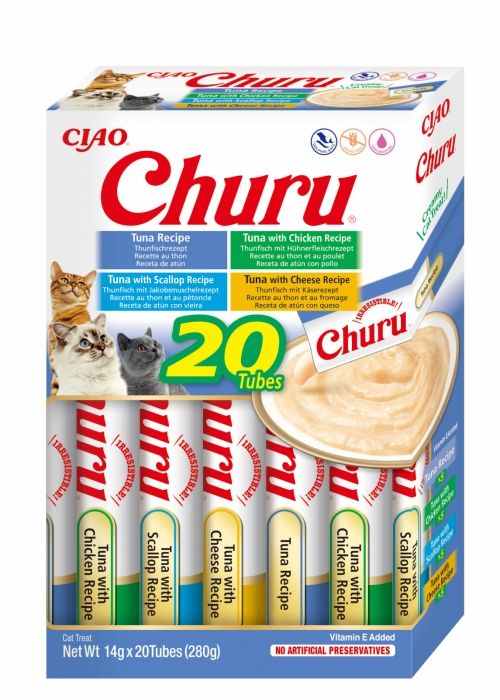 Churu Inaba Cat Varieties Recompense Cremoase cu Ton, 14 g x 20 buc