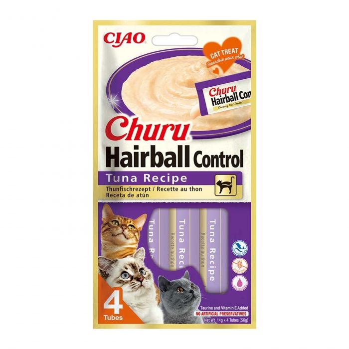 Churu Inaba Recompensa Cremoasa cu Ton Hairball, 14 g x 4 buc