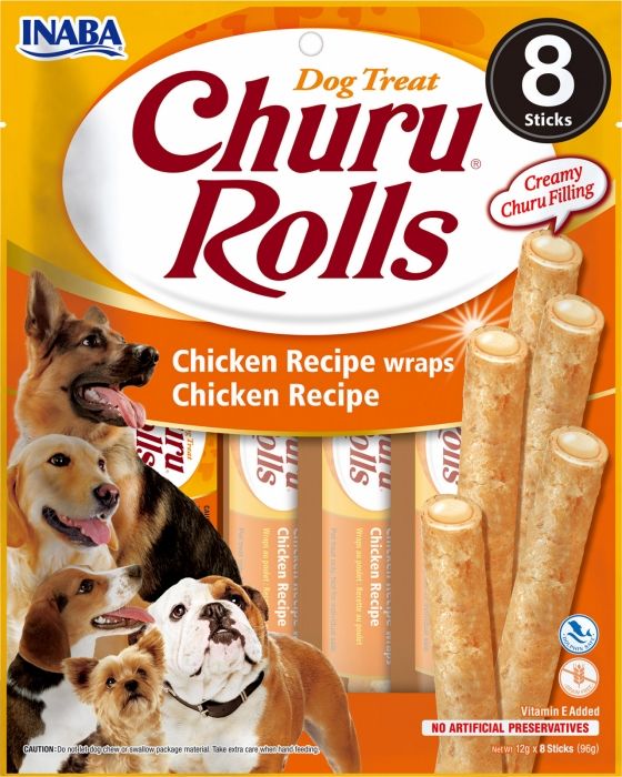 Churu Inaba Rolls Recompense pentru Caini cu Pui, 12 g x 8 buc