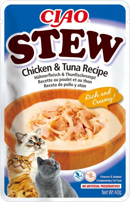 Ciao Stew pentru Pisici cu Pui si Ton, 40 g