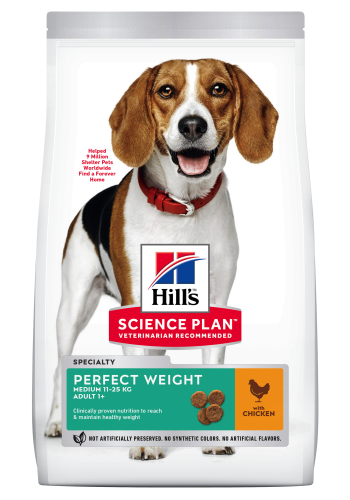 Hrana uscata caini, Hill's Science Plan Canine Adult Perfect Weight Medium Chicken, 2 kg