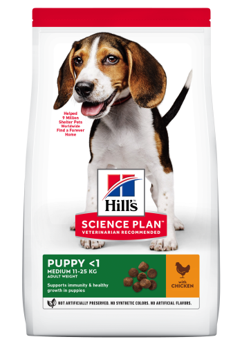 Hrana uscata caini, Hill's Science Plan Canine Puppy Medium Chicken, 2.5 kg