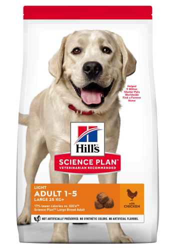 Hrana uscata caini, Hill's Science Plan Canine Adult Light Large Breed Chicken, 14 kg