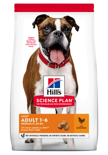 Hrana uscata caini, Hill's Science Plan Canine Adult Light Medium Chicken, 2.5 kg