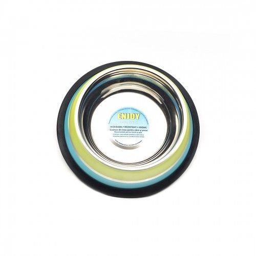 Castron antiderapant inox pentru caini, Enjoy Green Aqua, 0.45 L
