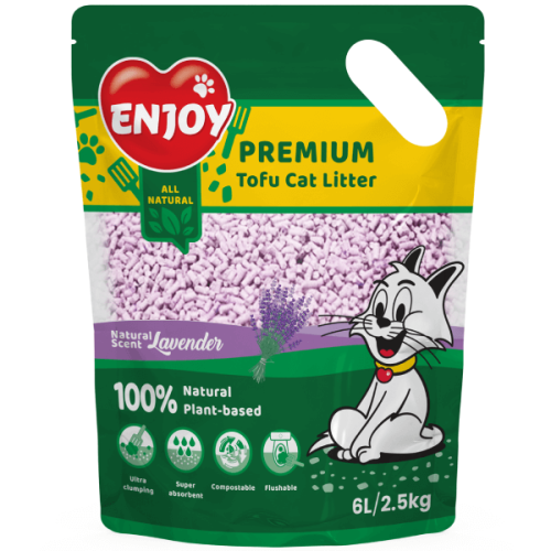 Asternut pentru litiera Enjoy Tofu cu Lavanda, 6 L/ 2.5 kg
