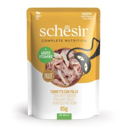 Hrana umeda pisici, Schesir, Ton si Pui in Jeleu, 85 g