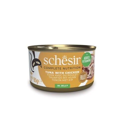 Hrana umeda pisici, Schesir, Ton si Pui in Jeleu, 85 g