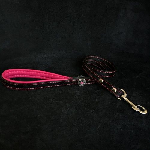 Bestia Lesa Bijou, Piele Naturala, 110 cm/2 cm, Negru/ Roz