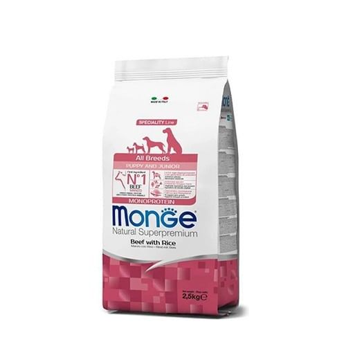 Hrana uscata caini, Monge Natural Superpremium All Breeds Puppy & Junior, Vita & Orez, 12 kg