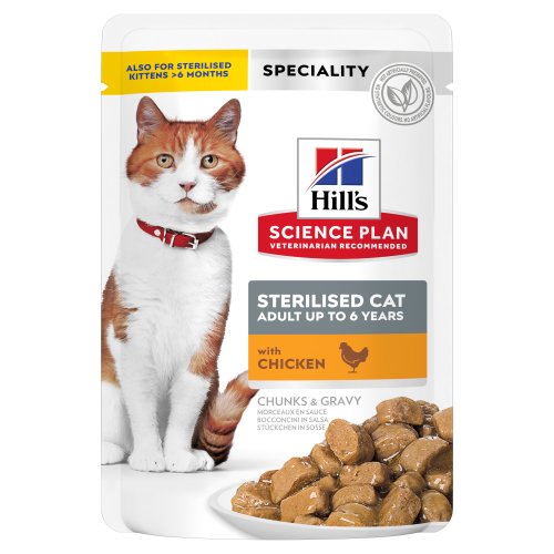 Hrana umeda pisici, Hill's Science Plan Feline Sterilised Adult Chicken, 85 g