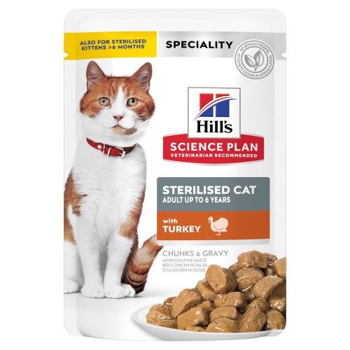 Hrana umeda pisici, Hill's Science Plan Feline Sterilised Adult Up To 6 Years Turkey, 85 g