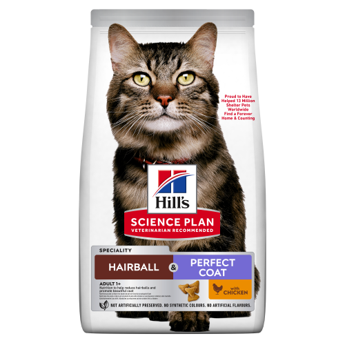 Hrana uscata pisici, Hill's Science Plan Feline Hairball and Perfect Coat, Chicken, 3 kg
