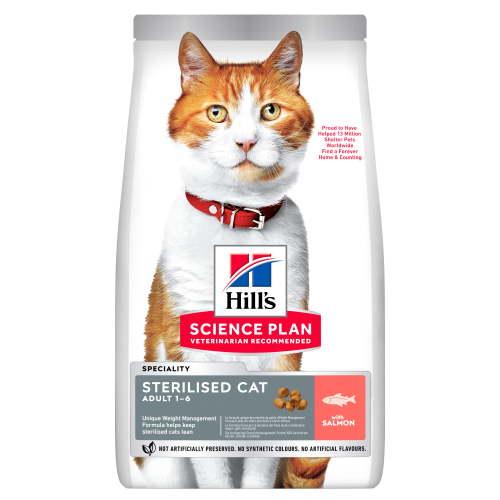 Hrana uscata pisici, Hill's Science Plan Feline Adult Sterilised Salmon, 300 g